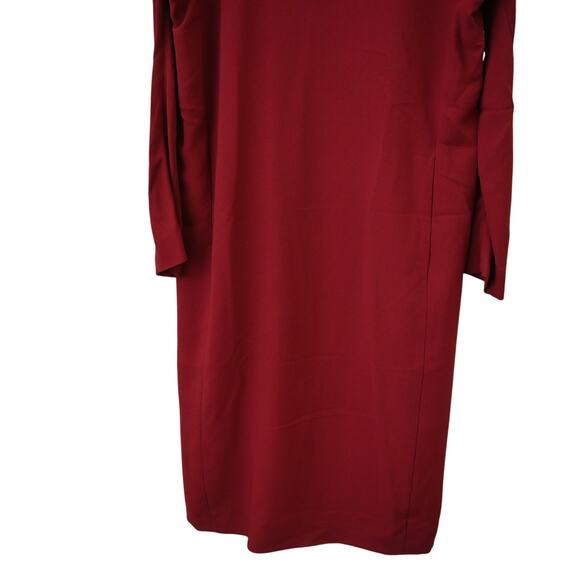 Haider Ackerman Sheath Dress Size 38 US 6 Burgundy Red Long Sleeve Back Keyhole - Picture 3 of 11